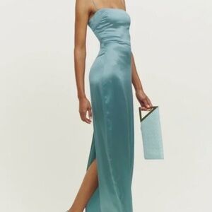 Reformation Strapless Teal Dress